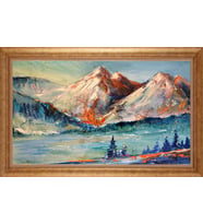 Çerçeveli Paspartulu Manzara Tablo bm0788 (Gold)