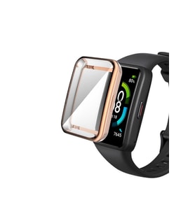 Huawei Band 7 Uyumlu Zore Watch Gard 09 Koruyucu Silikon (Rose Gold Altın)