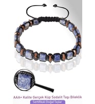 Sertifikalı Küp Model Sodalit Taşı Bileklik - Ayarlamalı (Çok Renkli)