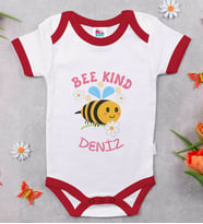 BK Kids Kişiye Özel Bee Kind Tasarımlı Kırmızı Bebek Body Zıbın-1