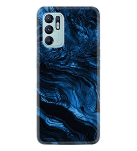 Oppo Reno 6 Kılıf Resimli Desenli Baskılı Silikon Blue MArble 1379