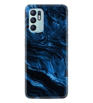 Oppo Reno 6 Kılıf Resimli Desenli Baskılı Silikon Blue MArble 1379