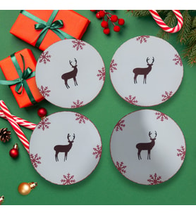 Santa Yeni Yıl Pasta Tabağı Seti 4 Adet