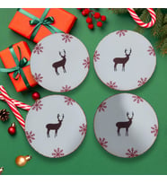 Santa Yeni Yıl Pasta Tabağı Seti 4 Adet
