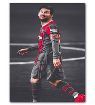 Cakatablo MDF (Ahşap) Tablo Kırmızı Siyah Barcelona Formalı Messi
