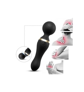 FREEZA 360° Açılı Magic Wand Massager Çok Sessiz Masaj Aleti - Siyah