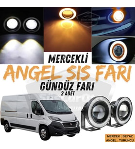 Fiat Ducato Uyumlu Üniversal Mercekli Angel Sis Farı Metal 76 mm Turuncu Halkalı Gündüz Farı 2 Adet