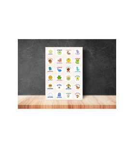 Karışık Okul Kurs Ödül Etiketi Öğrenci Öğretmen Yuvarlak Mat Çıkartma Round Sticker 4 Cm (24 Adet)