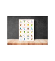 Karışık Okul Kurs Ödül Etiketi Öğrenci Öğretmen Yuvarlak Mat Çıkartma Round Sticker 4 Cm (24 Adet)