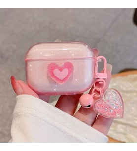 Airpods Pro Uyumlu Pembe Simli Kalpli Tasarım Kılıf