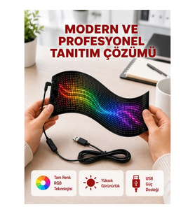 Mey İthalat® RGB Kayar Yazılı LED Reklam Ekranı – USB Bağlantılı Esnek Tasarım