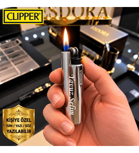 Kişiye Özel İsimli Siyah-GÜMÜŞ Clipper Çakmak İsme Özel Hediye (HEDİYE KUTUSU İLE GÖNDERİLİR)