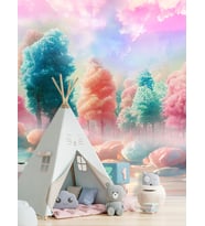 Dreamwall Rüya Ormanı Desenli Silinebilir Tekstil Duvar Kağıdı (Çok Renkli)