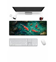 SonicTouch Klavye Mousepad 32x70cm Dikişsiz Pürüzsüz Sıvı Geçirmez Kaymaz Taban Turkuaz Koi Gölü