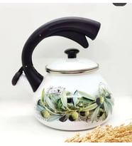 Zeytin Dekor Vintage  Emaye Düdüklü Kettle Demlik 2,4 litre