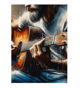 Akustik Gitar Çalan Adam Model Ahşap Tablo