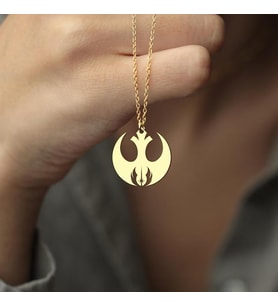 Kişiye Özel 925 Ayar Gümüş Star Wars Rebel Jedi Kolye (Gold)