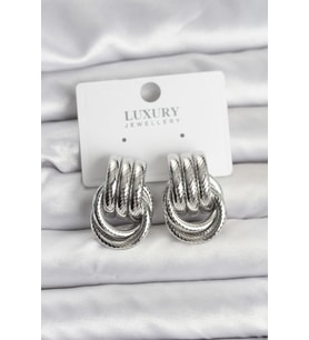 Gümüş Renk Halka Modelli Pirinç Kadın Küpe TJ-BKP11351