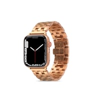 Apple Watch 7 45mm Uyumlu Kordon Metal Geçmeli Paslanmaz KRD-20 Kayış (Rose Gold Altın)