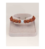 Akuamarin Taşlı Rudraksha Tohum Unisex Bileklik 8mm