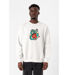 Dragon Samurai Anime Beyaz Erkek 2ip Sweatshirt