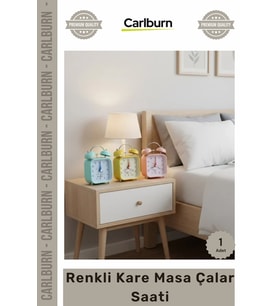 #Saat Retro Nostalji Modern Canlı Dekoratif Kompakt Işıklı Kadran Pilli Renkli Kare Masa Çalar Saat