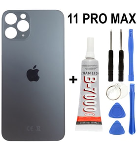 iPhone Uyumlu 11 Pro Max Arka Batarya Pil Kapağı + Yapıştırıcı + Tamir Set - Yeşil