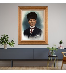Altın Varaklı Paspartulu Çerçeveli Tablo hb1357