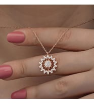 Rose Güneş Zirkon Taşlı 925 Ayar Gümüş Kadın Kolye