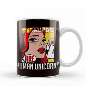 Redheads Human Unicorn Ginger Girl Red Hair Red Orange Head Kupa Bardak Porselen