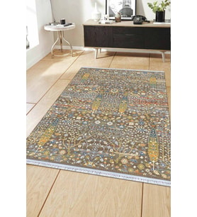 Çok Renkli Vintage Dokuma Pamuk Taban Kaymaz Kilim KLM128