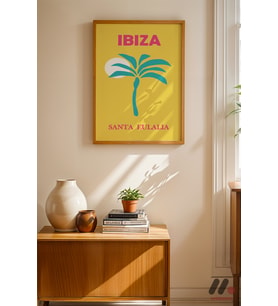 Ibiza Seyahat Posteri, Ahşap Çerçeveli Duvar Tablosu - Motivasyon Hediyesi