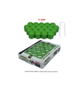 Bijon Kapağı Düz 17 Mm Yeşil 20 Li Set