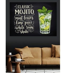 Klasik Mojito Kokteyli Menüsü Dekoratif Kanvas - Mdf Ahşap Tablo
