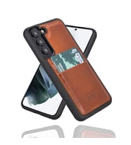 Bouletta Samsung Galaxy S22 Plus Uyumlu Deri Kartlıklı Arka Kapak RST2EF Taba