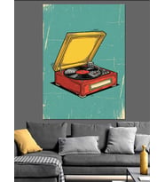 Eski Pikap Retro Müzik Dekoratif Kanvas - Mdf Ahşap Tablo