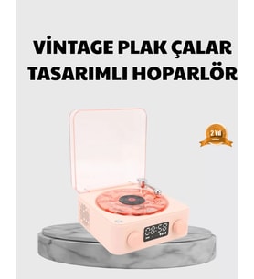 3-Ü-1 Gece Işığı Bluetooth Hoparlör Dijital Saat Plak Çalar Tasarımlı