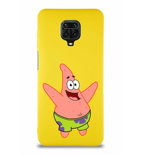 Xiaomi Redmi Note 9 Pro Soft Premier Kapak Patrick Yıldız Tasarımlı Silikon Kılıf - Sarı (Şeffaf)