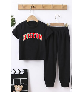 Çocuk Boston Alt - Üst Eşofman Takımı (Siyah)