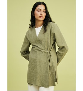 LCW Modest Haki Kruvaze Yaka Kadın Kimono