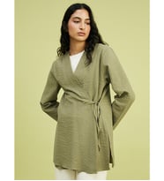 LCW Modest Haki Kruvaze Yaka Kadın Kimono