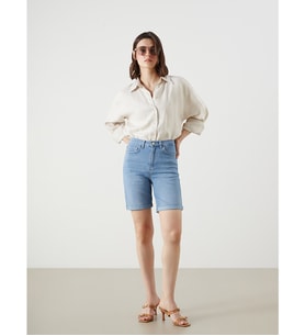 LCW Jeans İndigo Bermuda Fit Kadın Jean Şort