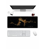 SonicTouch Klavye Mousepad 32x70cm Dikişsiz Pürüzsüz Sıvı Geçirmez Kaymaz Taban izmir Gece Haritası