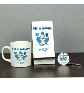 Bebek Hediyesi Üçlü Set (Kupa + Telefon Standı + Anahtarlık) 001