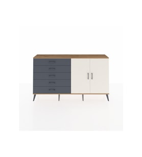 Arges Konsol 2 Raflı 5 Çekmeceli 2 Kapaklı 176x30x99 Çam-Aytaşı/Antrasit