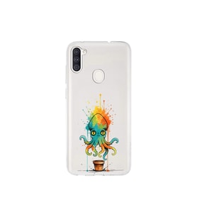Samsung Galaxy A11 ile uyumlu Splash ahtapot tasarımlı şeffaf silikon kılıf