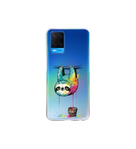 Oppo A54 4G ile Uyumlu Splash Tembel Hayvan Tasarımlı Şeffaf Silikon Kılıf