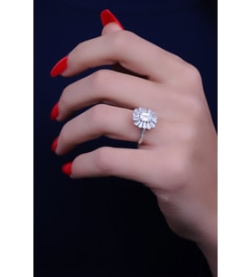 ENCİLİ SİLVER 925 Ayar Gümüş Zirkon Taşlı Baget Model Kadın Yüzük