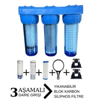 10'' Sliphos Filtreli 3'lü Daire ve Bina Girişi Filtre Kabı