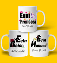 Evin Reisi Evin Hanımı Evin Prensesi 3 Adet Kupa Bardak